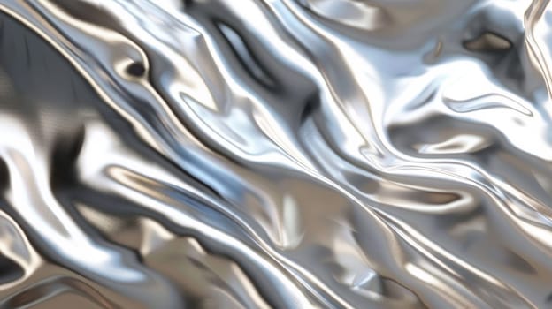 A close up of a shiny silver fabric with some wavy lines