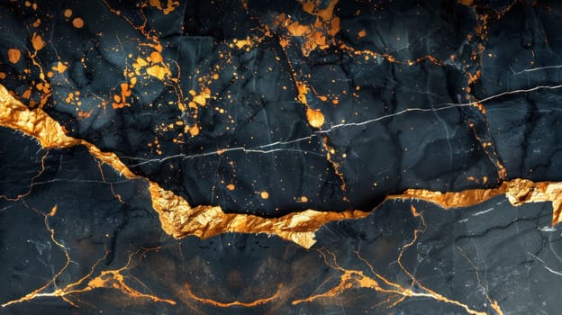 A close up of a black and gold marble surface