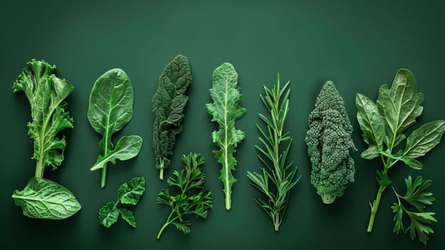 A group of different types of green vegetables on a dark background