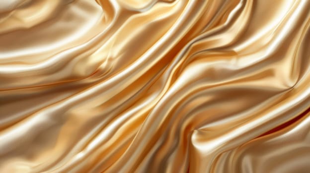 A close up of a golden silk fabric with some folds
