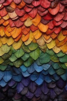Colorful overlapping leaf-like patterns creating a textured abstract visual.