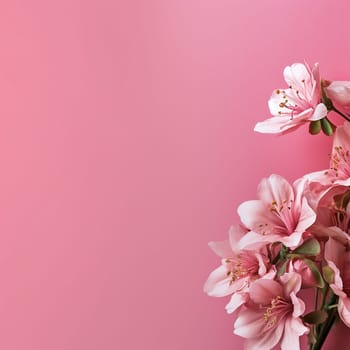 Cherry blossoms against a soft pink background, symbolizing spring and renewal.