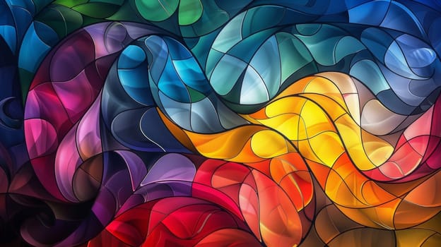 A colorful stained glass pattern with a variety of colors
