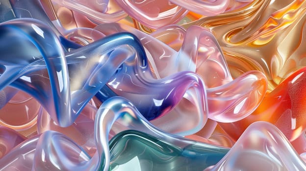 A close up of a bunch of different colored glass shapes