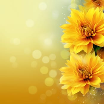 Vibrant yellow flowers with a soft golden bokeh background.