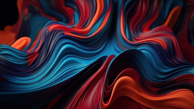 A dynamic swirl of blue and red waves - abstract background - Generative AI