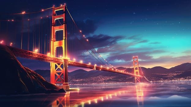 The iconic Golden Gate Bridge is a stunning sight, especially at night. The lights reflecting off the water create a magical scene, perfect for photography enthusiasts.