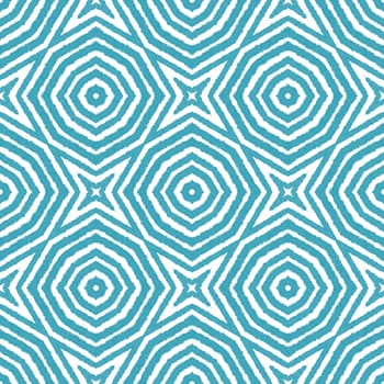 Mosaic seamless pattern. Turquoise symmetrical kaleidoscope background. Textile ready precious print, swimwear fabric, wallpaper, wrapping. Retro mosaic seamless design.