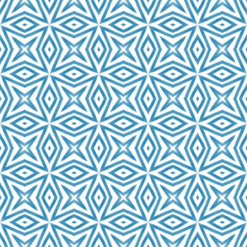 Mosaic seamless pattern. Blue symmetrical kaleidoscope background. Textile ready gorgeous print, swimwear fabric, wallpaper, wrapping. Retro mosaic seamless design.