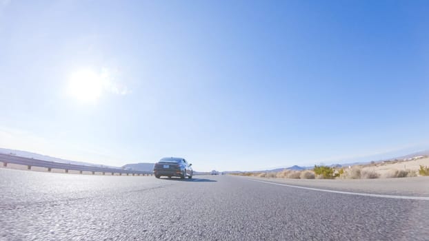 HWY 15, California, USA-December 3, 2022-Embarking on a road trip from Nevada to California, driving on Highway 15 during the day offers scenic views and an exciting journey between states.