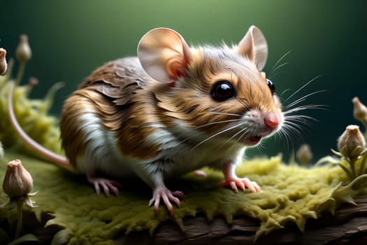Cute field mouse in habitat. AI generated image.