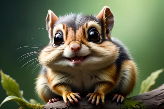 Cute chipmunk in the habitat. AI generated image.