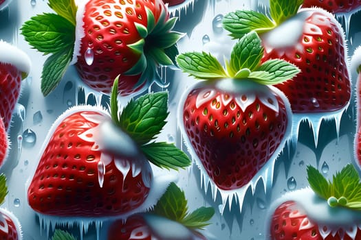 fresh frozen whole strawberries. AI generated image.