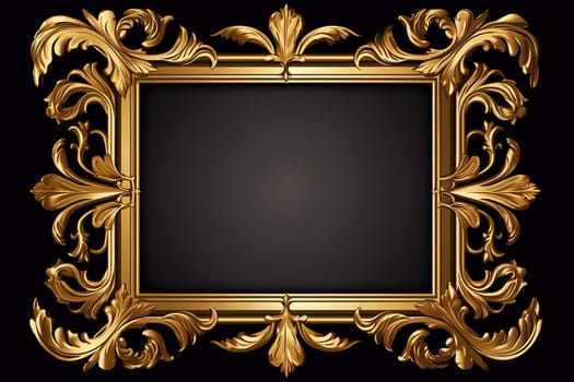 Elegant ornate golden frame with intricate details on a black background