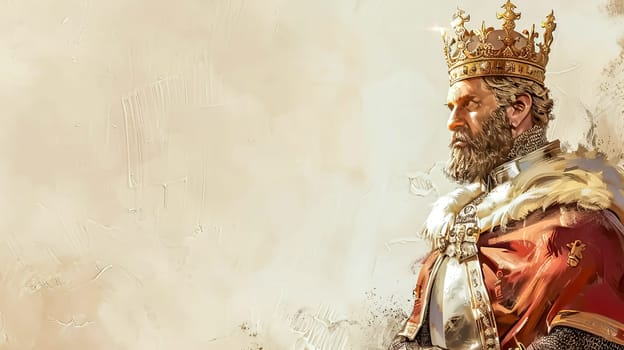 Majestic illustration of a king adorned with a golden crown and royal attire