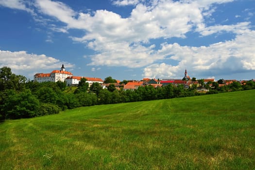 Beautiful summer landscape in the Czech Republic with an old castle. Jevisovice - Czech Republic - Europe.