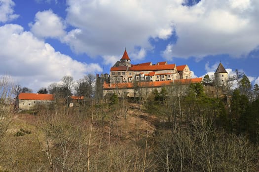 Historical architecture. Beautiful old castle Pernstejn in the village of Nedvedice - Czech Republic. A fabulous old building.