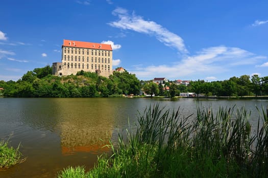 Plumlov - Czech Republic. Beautiful old castle by the lake. A snapshot of architecture in the summer season.