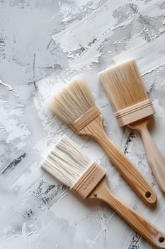 paint brushes, top view, selective focus, objects Generative AI,