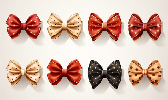 Ribbon bows on a white background close-up. Selective soft focus.