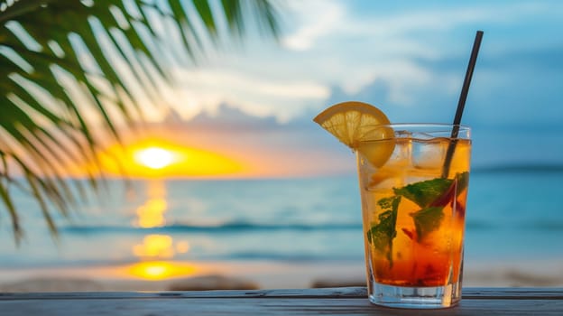 fresh juicy orange juice on the seashore, drink , selective focus