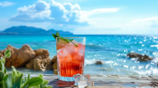 fresh juicy orange juice on the seashore, drink , selective focus