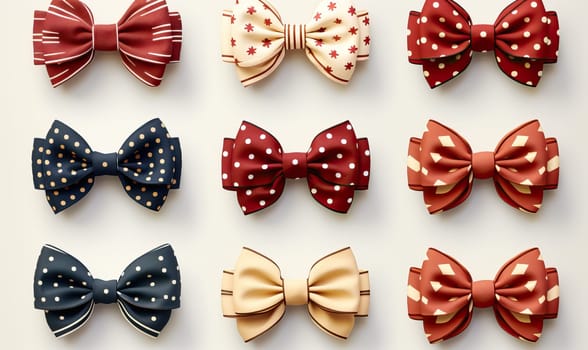 Ribbon bows on a white background close-up. Selective soft focus.