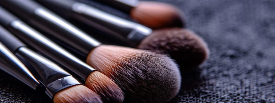 Cosmetic makeup brushes, selective focus, beauty Generative AI,