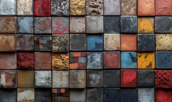 Abstract background texture made of colored stone tiles. Selective soft focus.