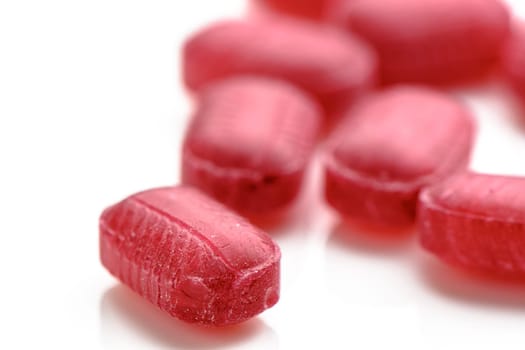 red fruit hard candy isolated on white. lollipop, candy, sweetmeat 5