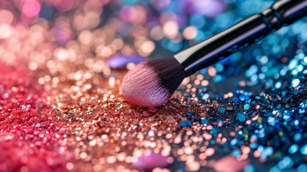 Cosmetic makeup brushes, selective focus, beauty Generative AI,