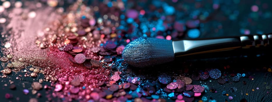 Cosmetic makeup brushes, selective focus, beauty Generative AI,