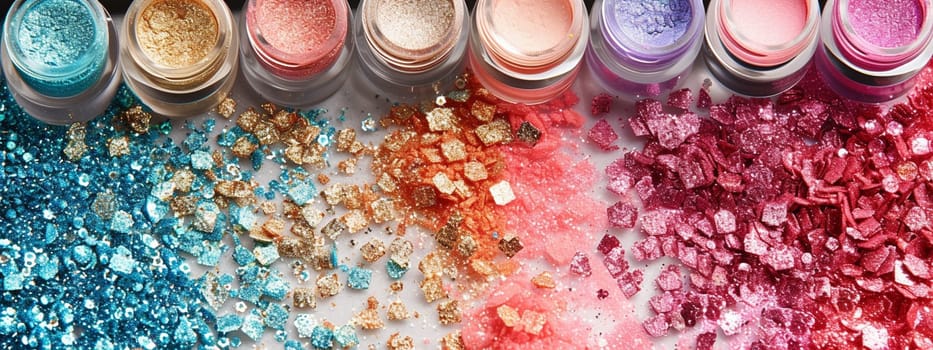 cosmetics glitter and makeup shadows. beauty Selective focus.