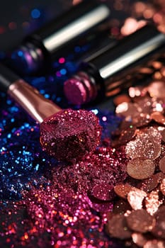 Cosmetic makeup brushes, selective focus, beauty Generative AI,