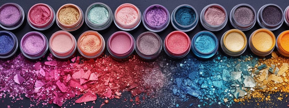 cosmetics glitter and makeup shadows. beauty Selective focus.