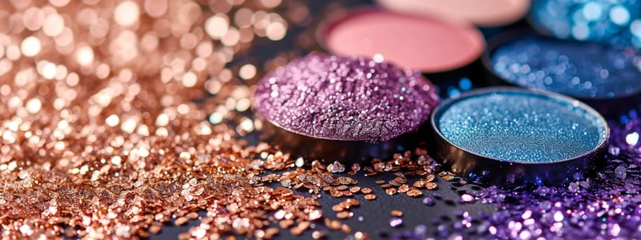 cosmetics glitter and makeup shadows. beauty Selective focus.