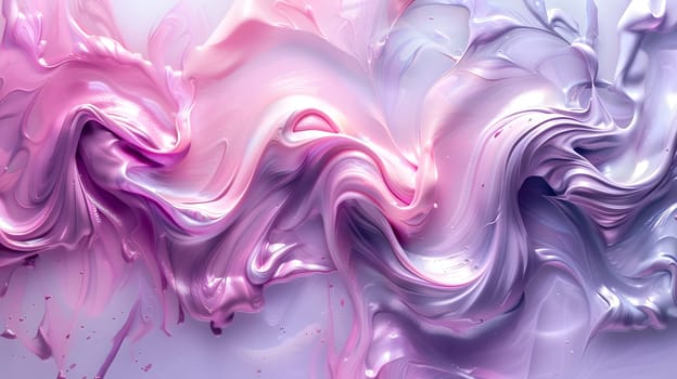 An artistic close up of a swirl of pink and purple liquid paint, creating a mesmerizing pattern of magenta, violet, and electric blue hues