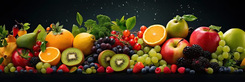 Multicolored, juicy vegetables and fruits on a table, healthy and wholesome food, Healthy Food Concept, Generative AI