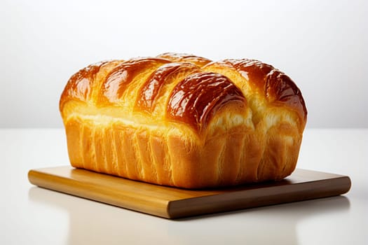 Glossy brioche bread on a cutting board - generative AI