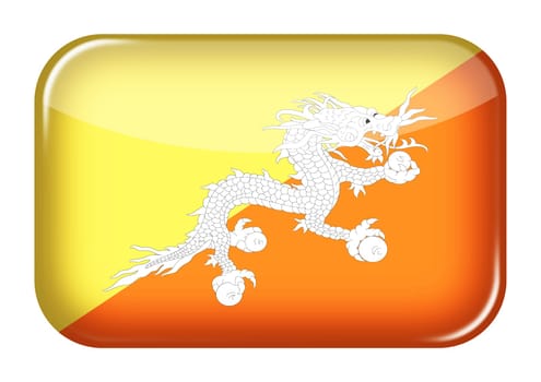 A Bhutan web icon rectangle button with clipping path 3d illustration yellow orange diagonal Druk Thander Dragon