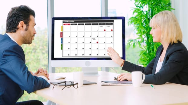 Calendar on computer software application for modish schedule planning for personal organizer and online business