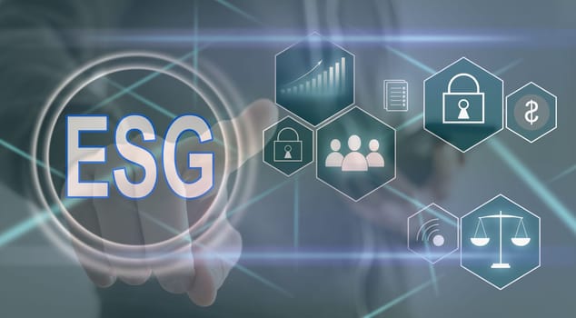 ESG icon concept, virtual screenshot in the concept of environment, society and good governance in sustainable business and ethical on the network.