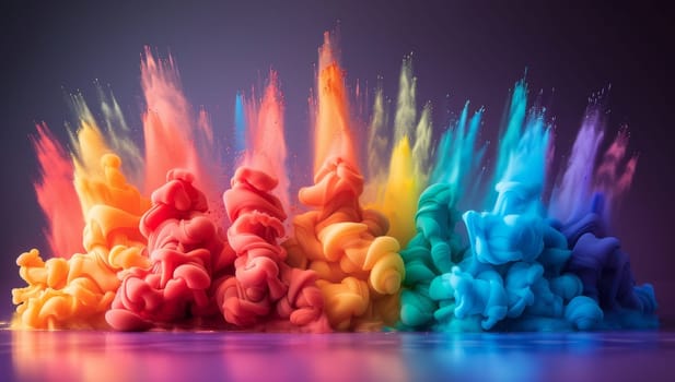 Rainbow of colors explosion on dark background, holi festival concept