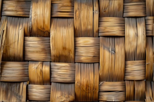 Flat full-frame seamless texture of wicker bamboo wall. Neural network generated image. Not based on any actual scene or pattern.