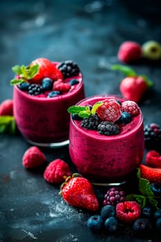 smoothie with berries in a glass. Selective focus. drink.