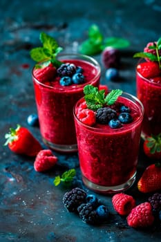 smoothie with berries in a glass. Selective focus. drink.