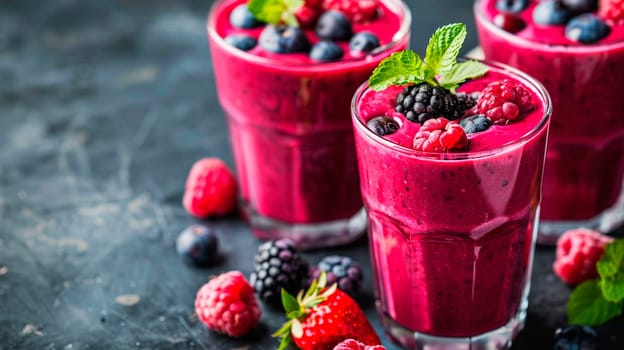 smoothie with berries in a glass. Selective focus. drink.