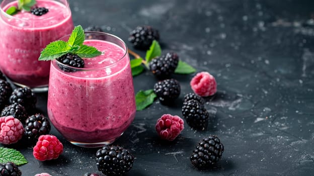 smoothie with berries in a glass. Selective focus. drink.