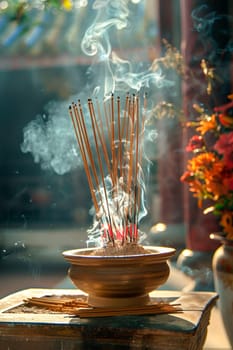 aroma sticks in the Buda spa salon. Selective focus. nature.