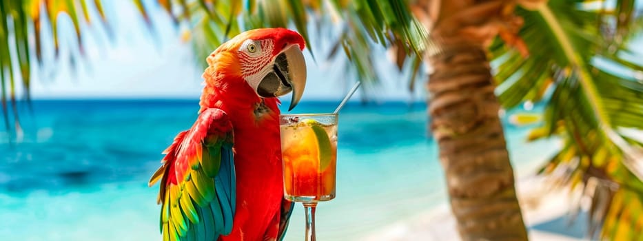 Multi-colored parrot on the beach. Selective focus. animal.